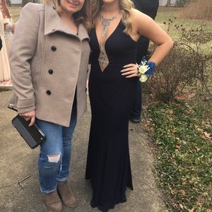 Deep Navy Embellished Jovani Prom Dress Size 6